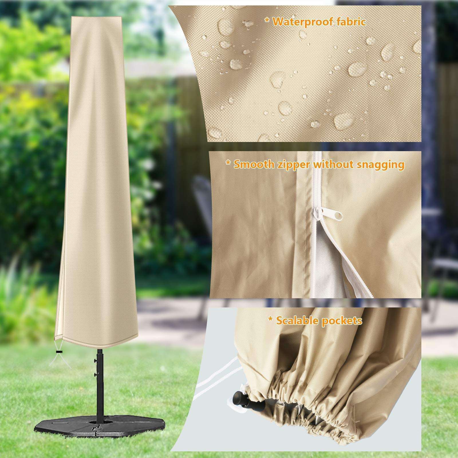 Factory Price Waterproof Patio Umbrella Cover Durable All Weather Garden Umbrella Cover High Quality Outdoor Furniture Cover