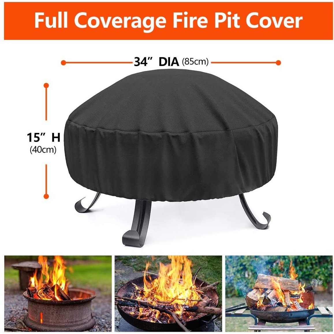 Customized Waterproof Patio Furniture Cover Heavy Duty Outdoor Fire Pit Cover