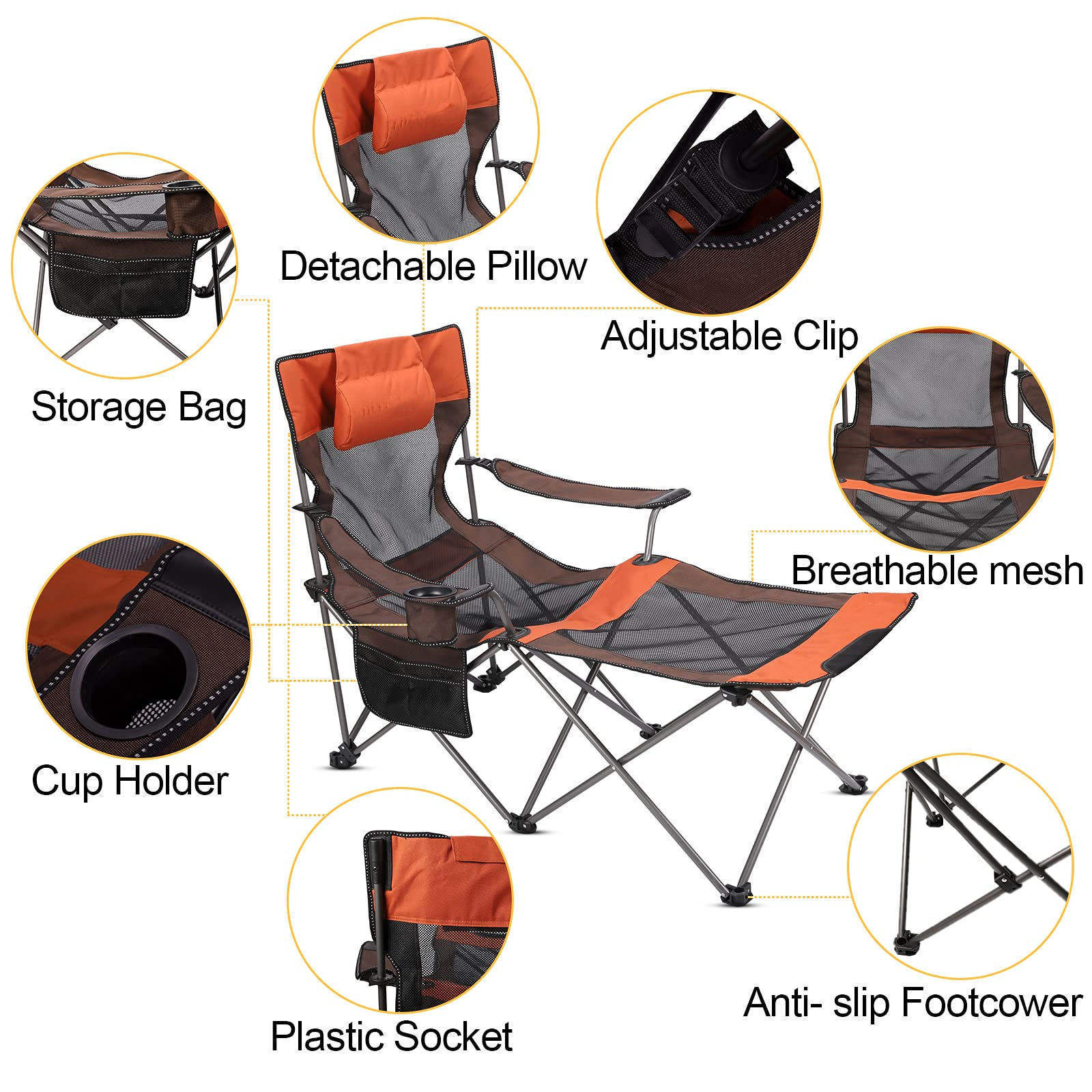 Custom Logo Beach Chair High Quality Recliner With Adjustable Back Folding Lightweight Camping Chair