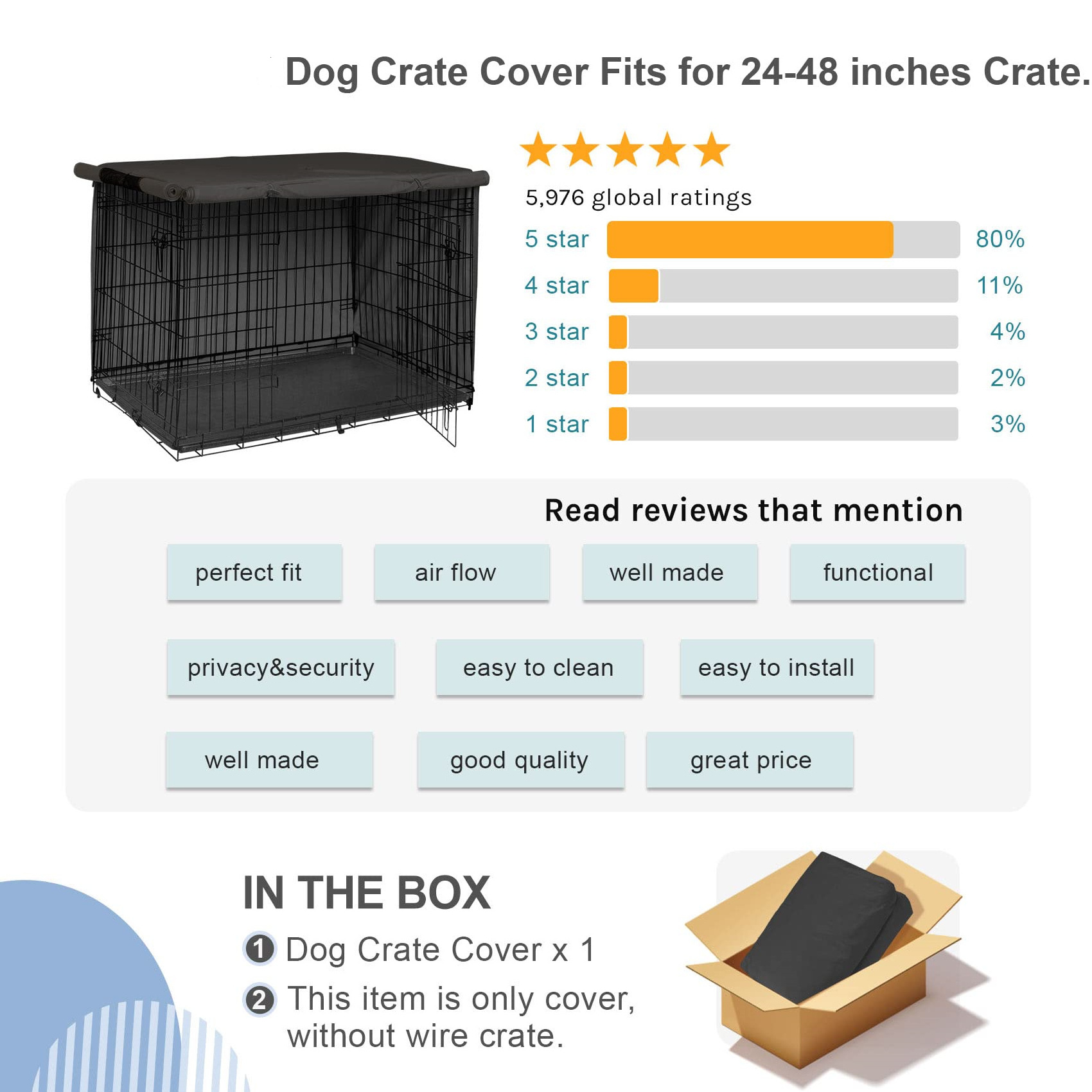 Custom High Quality Waterproof Dog Cage Cover Breathable Dog Crate Cover