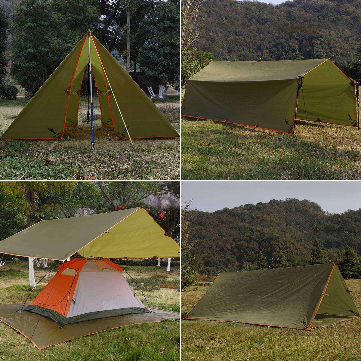 Custom Fly Tent Tarp Ultralight Canopy Survival Outdoor Camping Tent Waterproof Fly Tarp Hammock Rain Portable Sun Shelter Tent