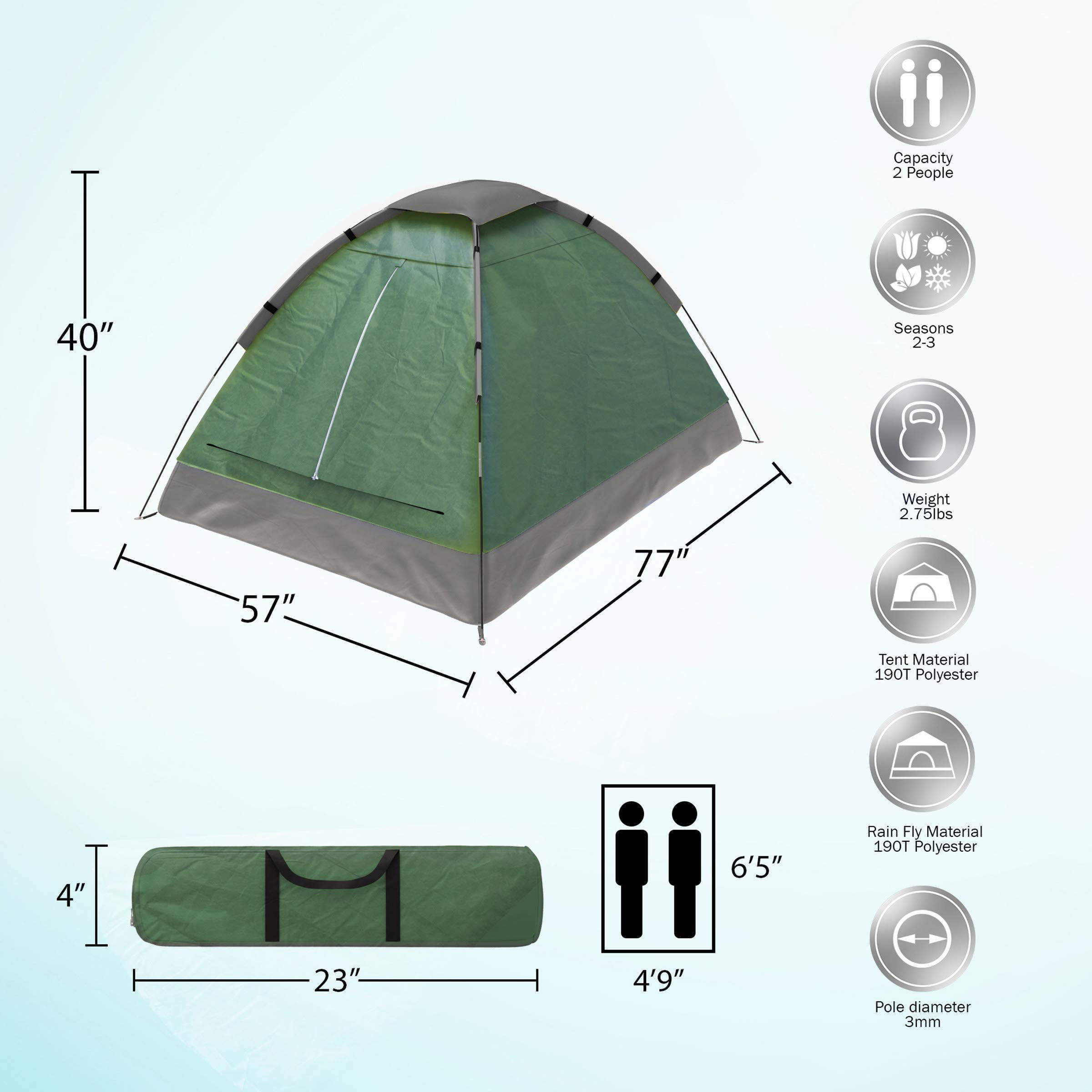 Custom Logo Lightweight Camp Tent 2 Person Anti-Mosquito Mesh Camping Tent Portable Outdoor Tent