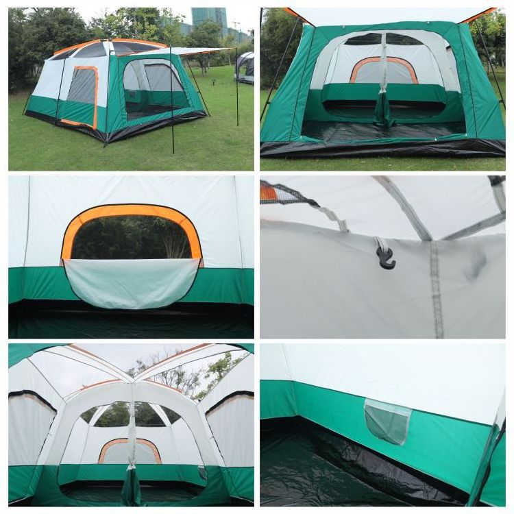 8-10 Persons Carpas Camping Large Space Family Camping  Outdoor Tent Double Layers 2 Rooms 1 Living Room Camping Tent