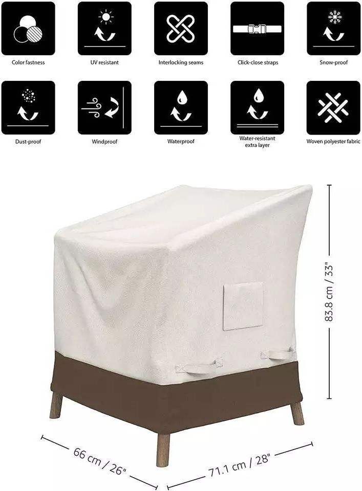 Custom Size Heavy Duty All Weather Patio Furniture Cover Durable Tearproof Patio Chair Cover