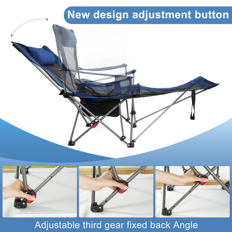 New Design Adjustment Outdoor Camping Folding Chair Lightweight Chair With Cup Holder And Carry Bag For Beach Fishing Picnic