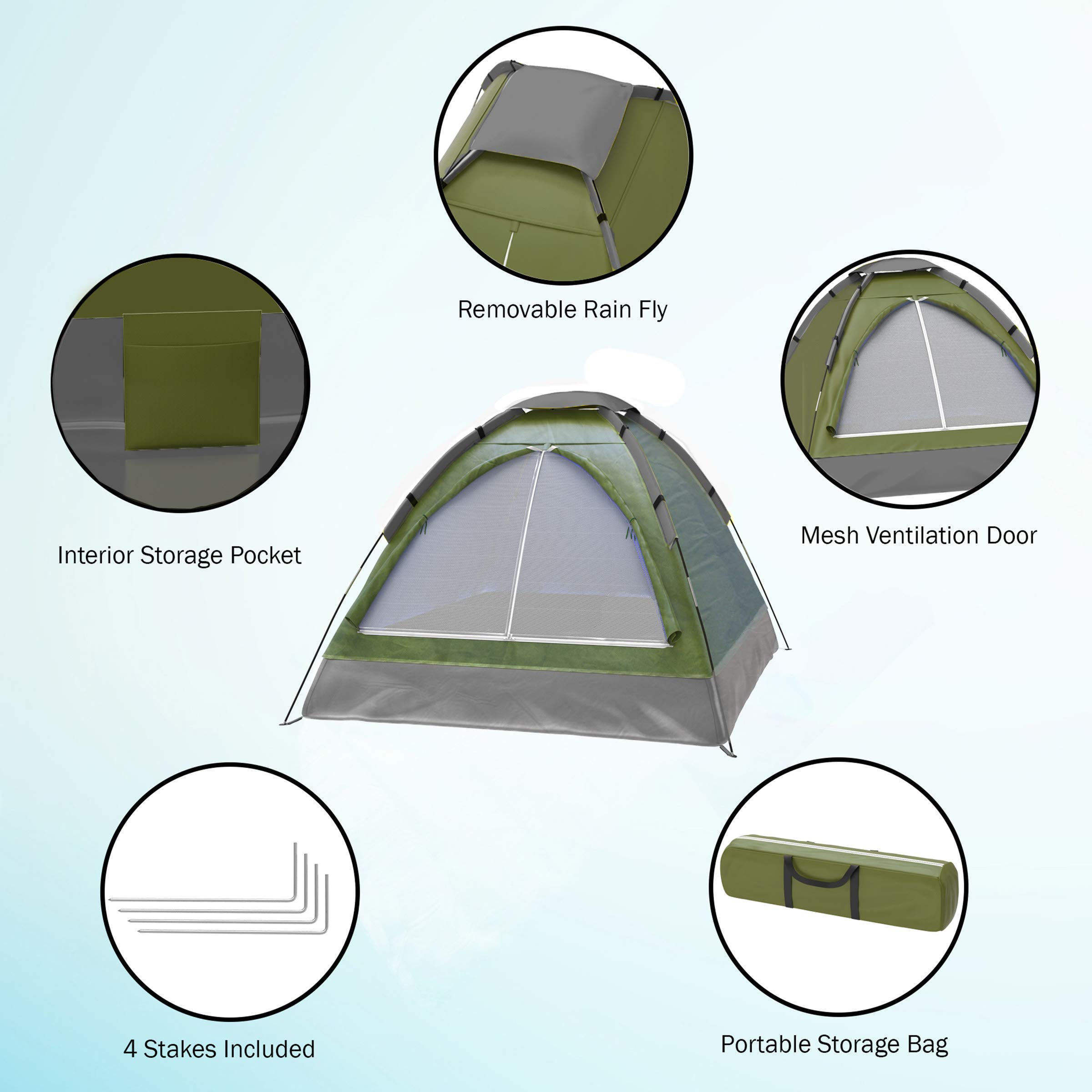 Custom Logo Lightweight Camp Tent 2 Person Anti-Mosquito Mesh Camping Tent Portable Outdoor Tent