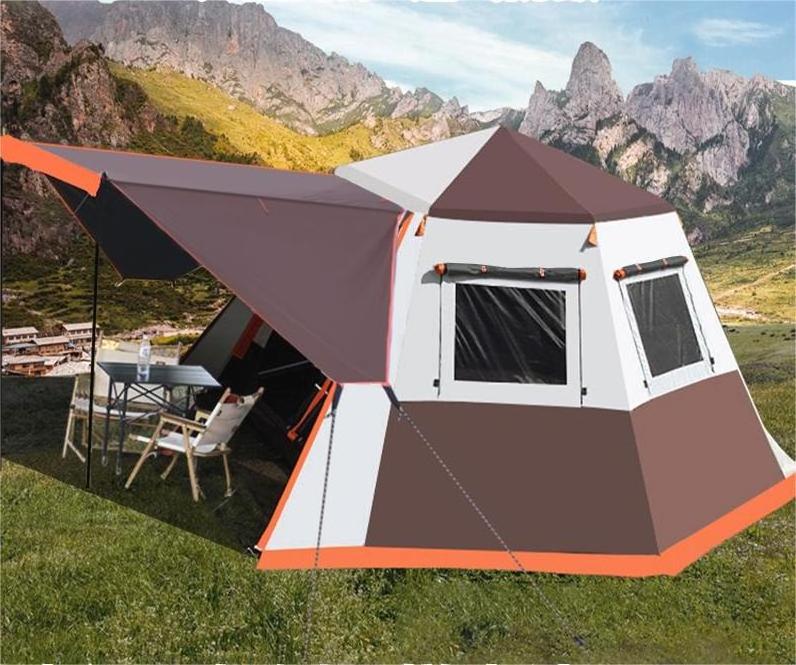 High Quality Waterproof Sunscreen Camping Tent Portable Automatic Outdoor Tent Large Space Hexagonal Mesh Tent