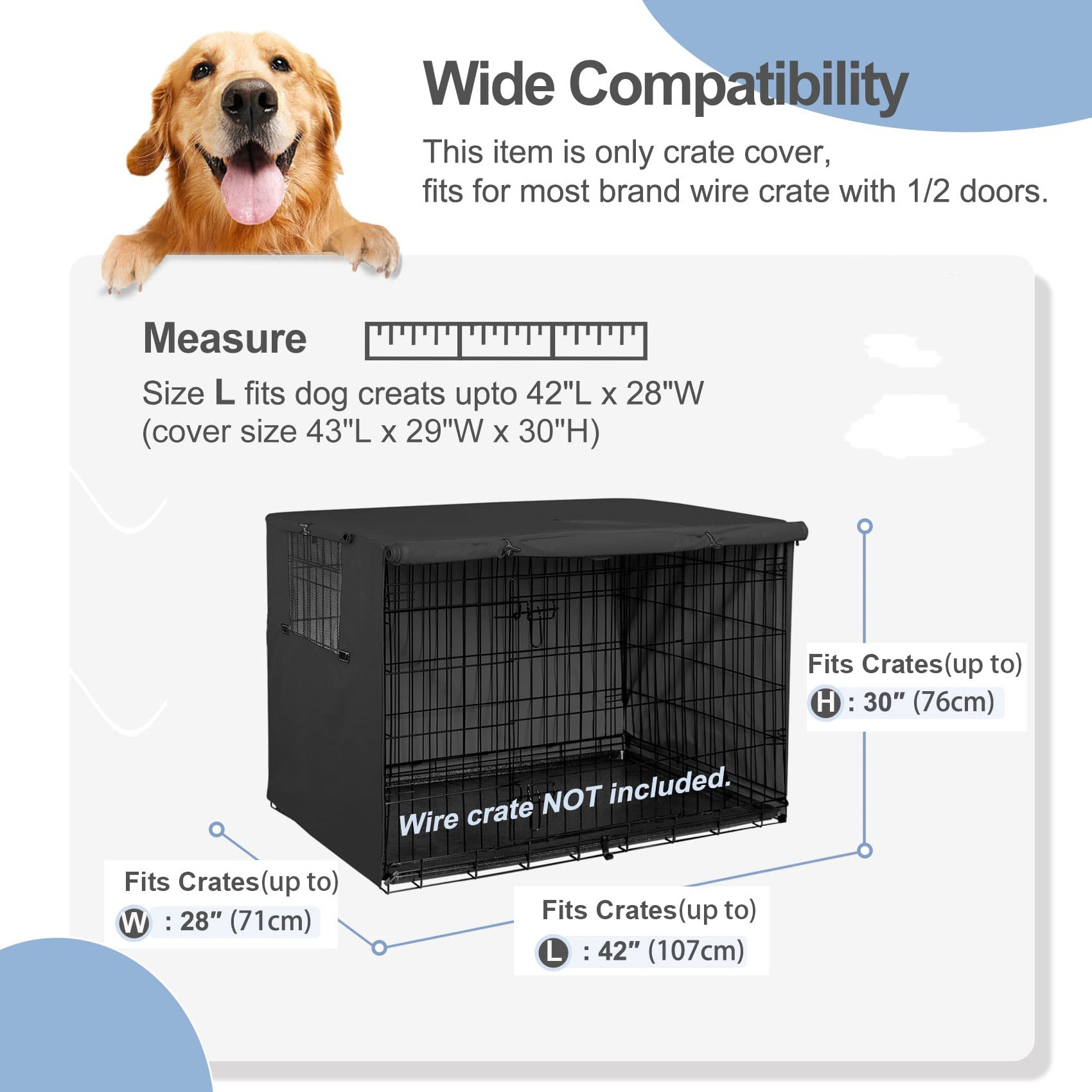 Custom High Quality Waterproof Dog Cage Cover Breathable Dog Crate Cover