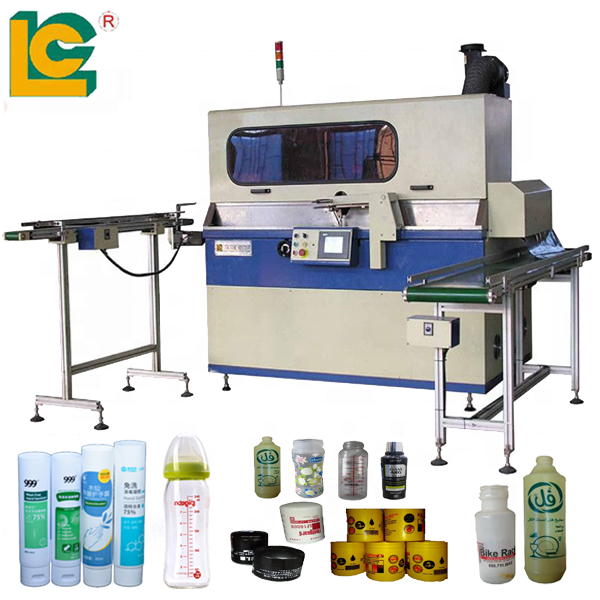 New Original Easy Operate Full Auto Min Glass Printing Machine Cosmetic Bottle Jar Screen Press With Plc Control Panel