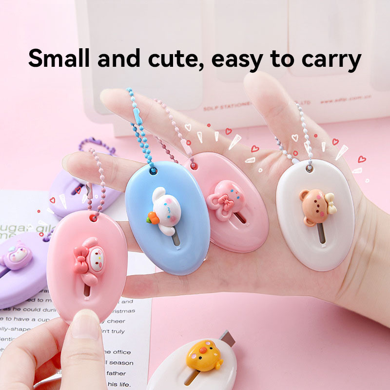 Art Colorful Mini Slides Retractable Utility Knife Box Cutter Letter Opener Pocket Knives for Girls