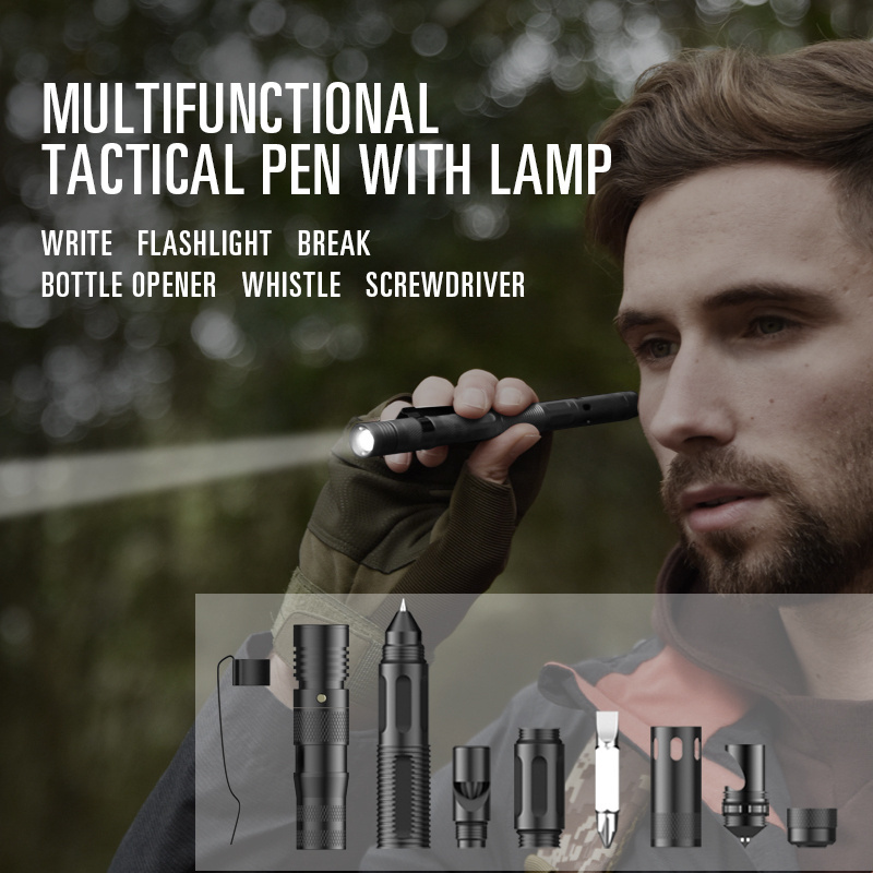 Multifunctional Multi-tool Camping Survival Tactical Pen with LED Flashlight