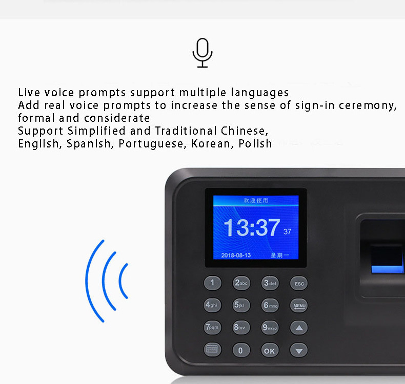 Time recording Biometric fingerprint recognition attendance system time recording smart clock