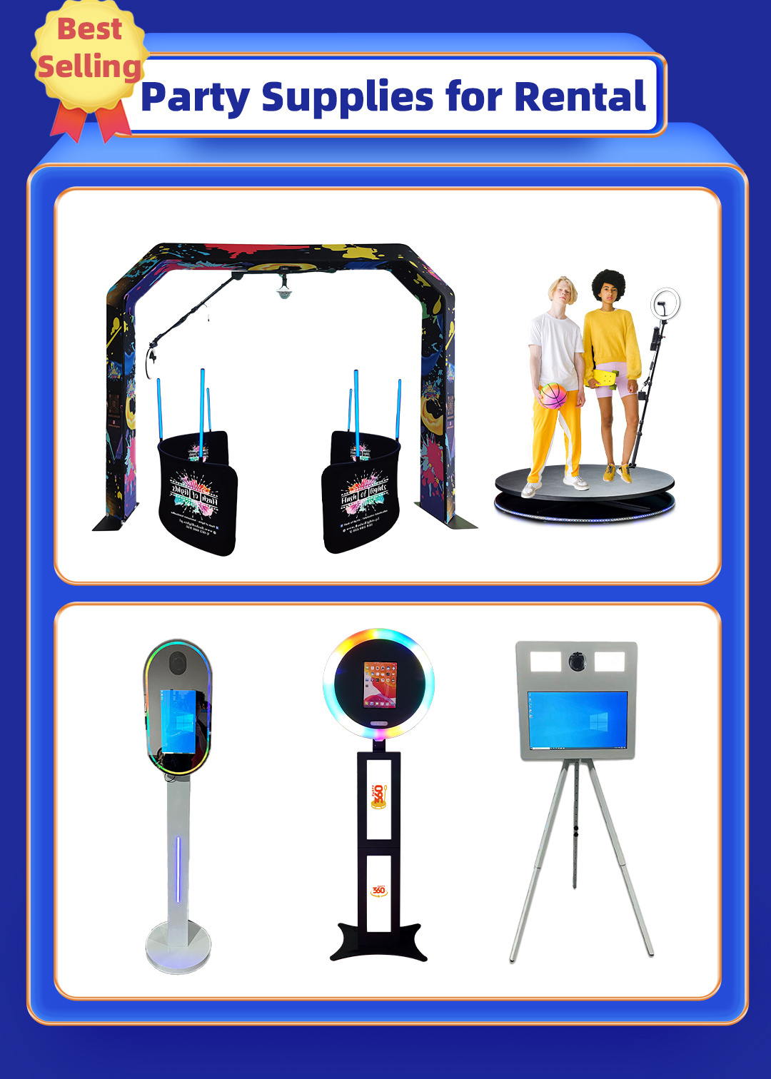 Free Custom Logo 360 Photo Booth Enclosure with Free Accessories 360 Camera Photo Booth Backdrop Stand