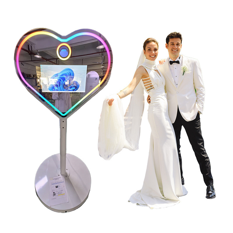 Selfie Magic Mirror Photo Booth With Camera and Printer for Party 13.3inch Oval Photo Booth Mirror Dlsr Machine Touch Screen