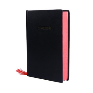 Free Mockup Custom Black Leather Cover Hot Samping Printing Bible Paper Book Printing