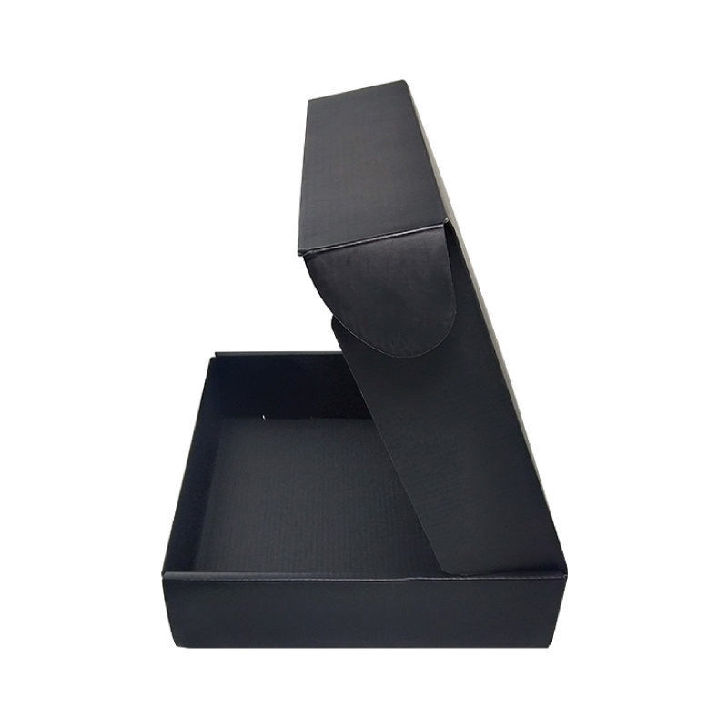 Customized Printing Matt Black Corrugated Paper Gift Mailer Box Packaging With Gold Foil Hot Stamping