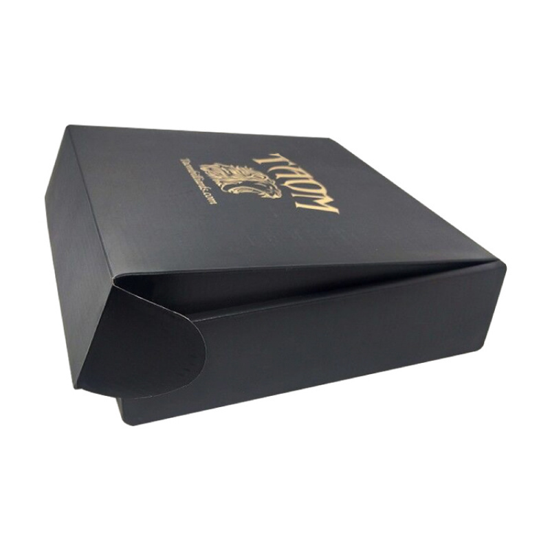 Customized Printing Matt Black Corrugated Paper Gift Mailer Box Packaging With Gold Foil Hot Stamping