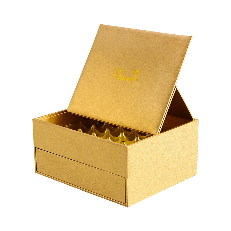 Wholesale Custom Luxury Cardboard Paper Two Layers Drawer chocolate Packaging Boxes Unique Gold Chocolate gift Box With Insert