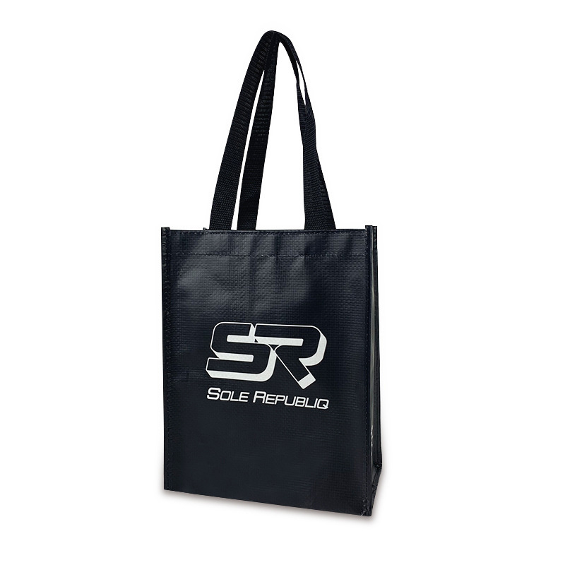 Black and white printed logo textile bag shopping portable clothing bag