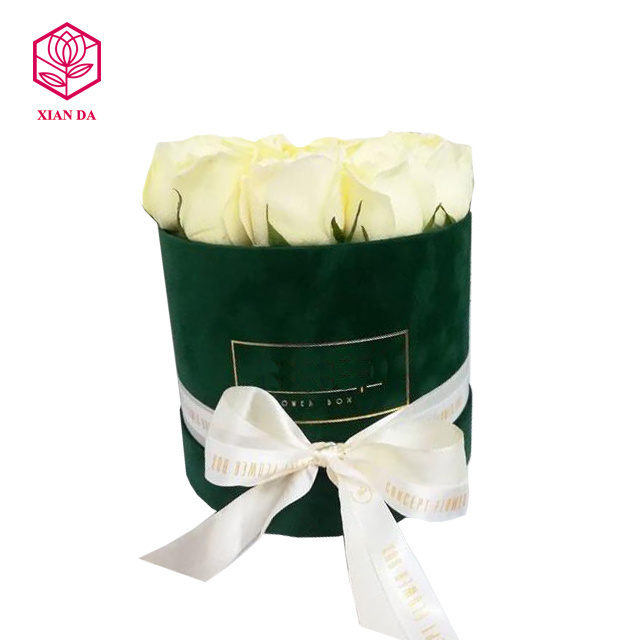 wholesale Luxury small round hat box velvet flower gift box