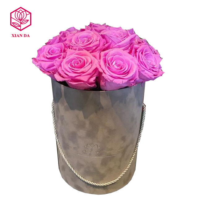 wholesale Luxury small round hat box velvet flower gift box