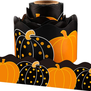 Halloween Thanksgiving Pumpkin Scalloped Border Trim for Fall Classroom Bulletin Board Decoration 36 Feet