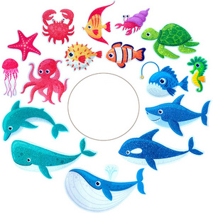 Custom Mixed Ocean Animals Bathtub Non Slip Adhesive Stickers For Kids Anti Slip Decal Threads for Shower and Bath Tub