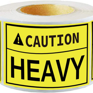 Printed Waterproof Heavy Object Team Left Required Package Caution Heavy Fluorescent Label Stickers for Shipping and Packing