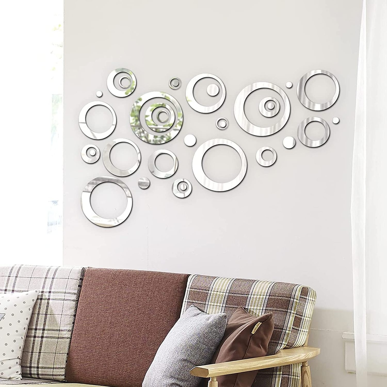 Acrylic Circle Mirror Wall Stickers Round Dots Mirror Wall Decals for DIY Living Room Bedroom Office Decorations