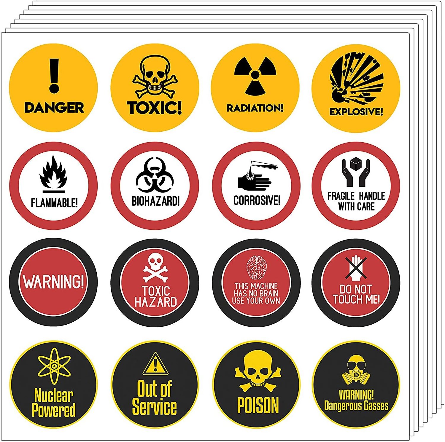 Funny Joke Gag Stickers for Adults - Radiation Biohazard Electrical Shock Warning Wall Outlet Decals Rectal Use Only Motion