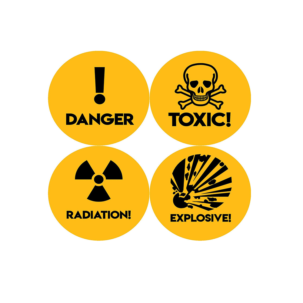 Funny Joke Gag Stickers for Adults - Radiation Biohazard Electrical Shock Warning Wall Outlet Decals Rectal Use Only Motion