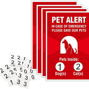 Custom Pet Alert Stickers Static Cling Window Label  Emergency Pets Rescue For window door  or house and rescue your cat or dog