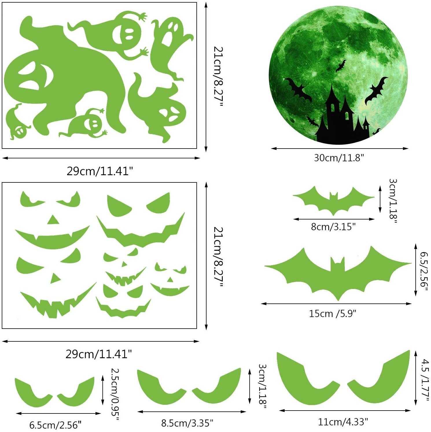 Halloween Party Supplies Waterproof Scary Bats Wall Decals DIY  for Indoor Outdoor Halloween Wall Decorations