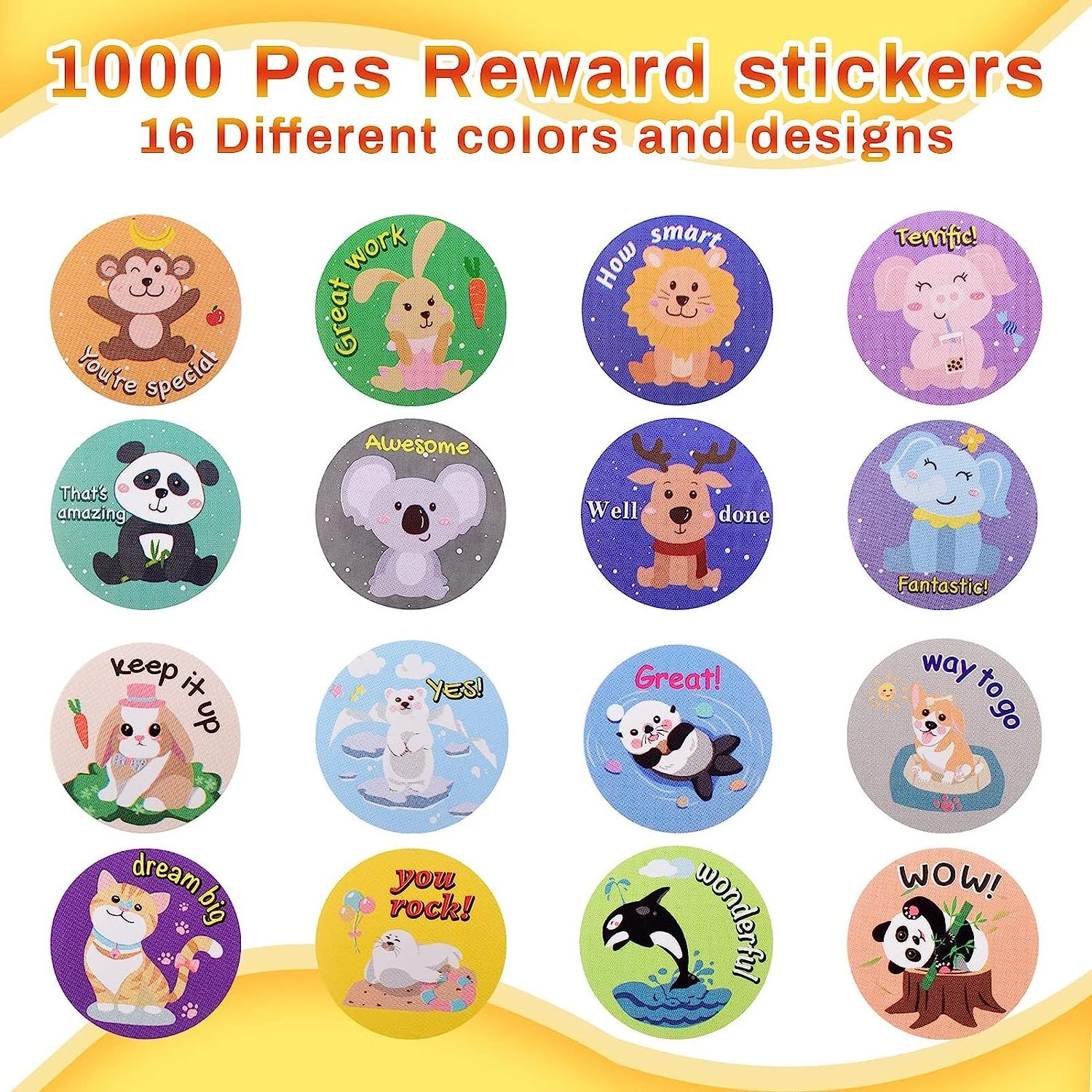 Rewards Stickers Cartoon Animal Cute Incentive School Stickers for Students Kids Teachers Classroom School