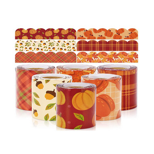 Scalloped Borders Trim Fall Classroom Bulletin Board Rolled Border for Fall Thanksgiving Halloween Party Decoration