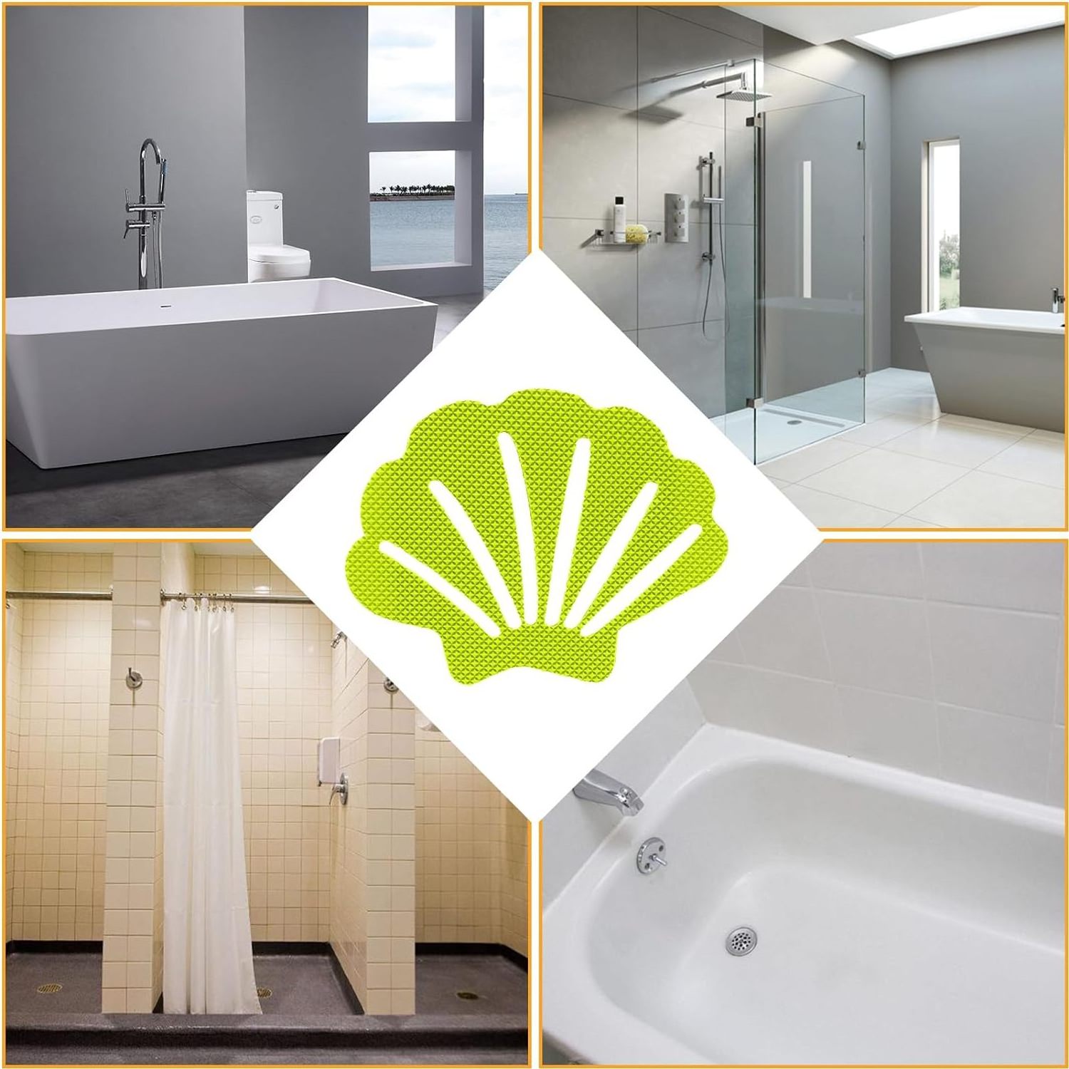 Bathtub Stickers Non Slip Shell Shaped Tubs Safety Shower Treads Adhesive Sticker for Bathroom Bathtub Shower Floor