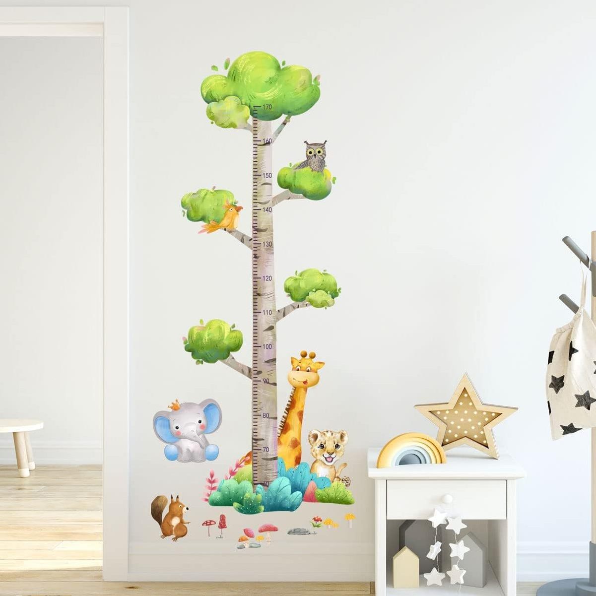 Custom Height Growth Chart Wall Sticker Children Living Baby Room Decoration Giraffe Animals Peel Stick Art Wall Decor for Kids