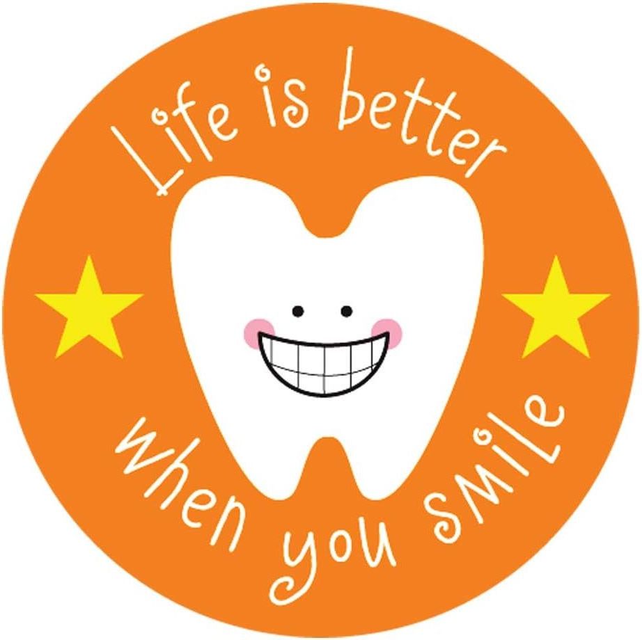 Custom High Quality Simple Dental Stickers Happy Tooth Shaped Die-cut Stickers for Kids Classroom Party Prizes Car