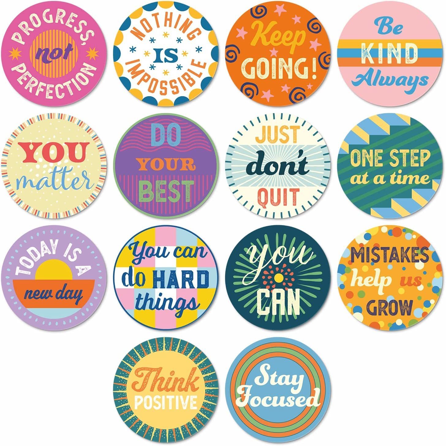 Inspiring Planner Stickers Round Inspirational Quote Label Watercolor Motivational Encouraging Stickers Positive Words Seal