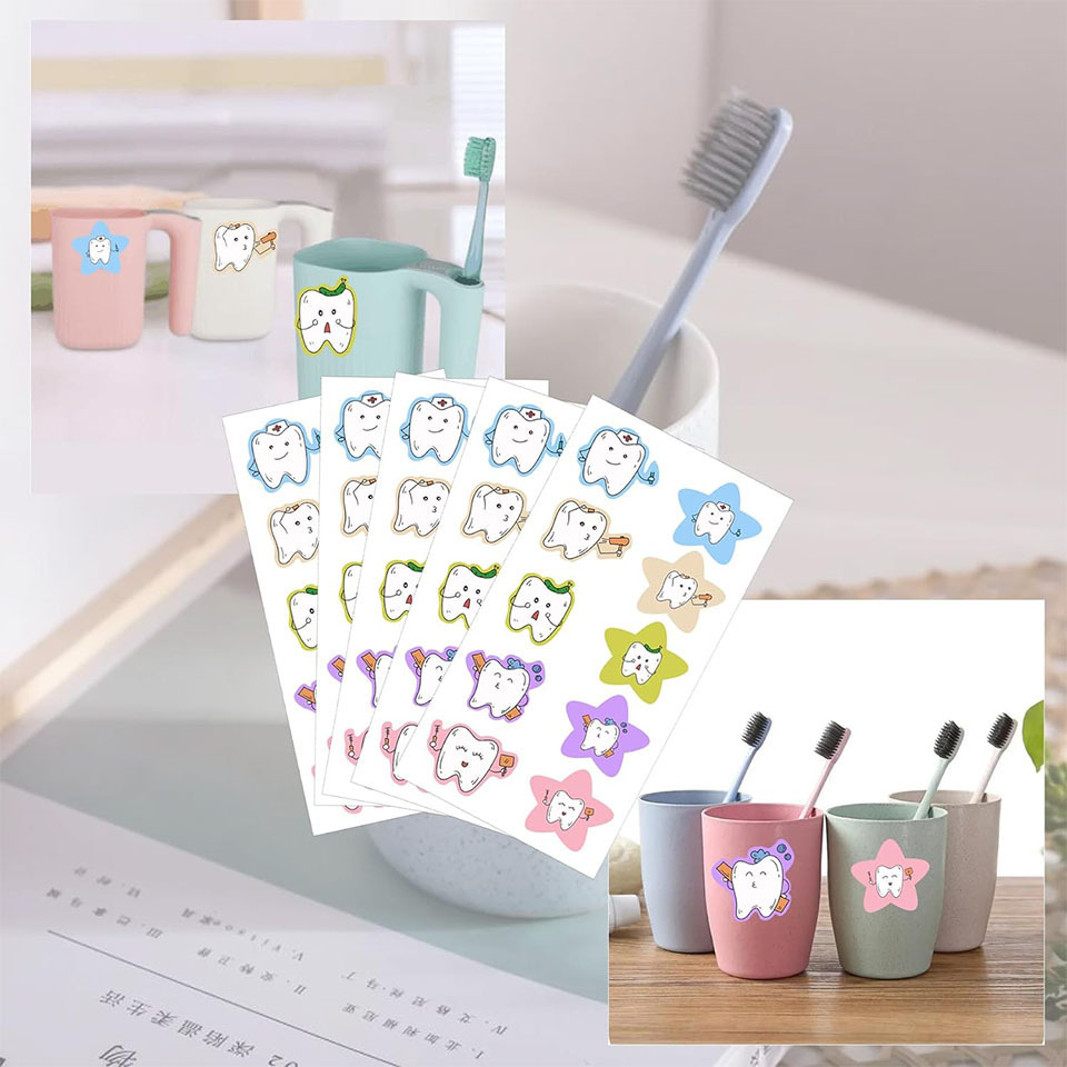 Tooth Stickers Funny Teeth Sticker Tooth Shaped Dental Stickers for Kids Classroom Party Prizes Car Office Wall Laptop Windows