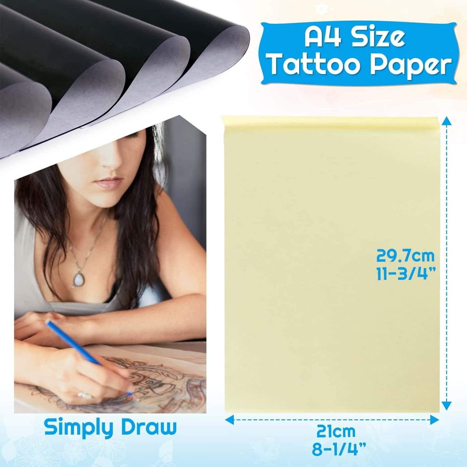 A4 Size Copy Cheaper Spirit Copier Paper Thermal tattoo stencil transfer paper for Tattoo Beginner Artist 100 Sheets/box