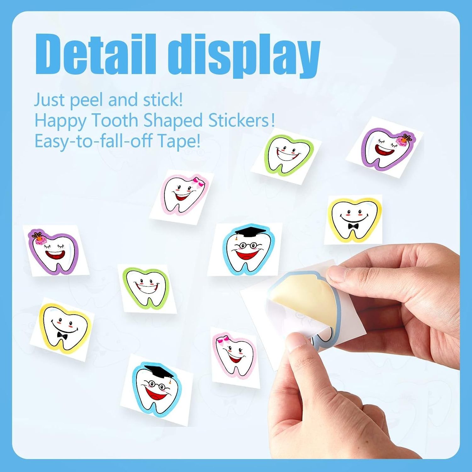 Custom Tooth Shaped Dental Stickers for Kids Classroom Party Prizes Car Office Wall Laptop Windows