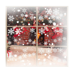 Christmas Window Clings Waterproof Double-Sided Static Decorations Decals Christmas Snowflake Window Stickers for Glass Windows