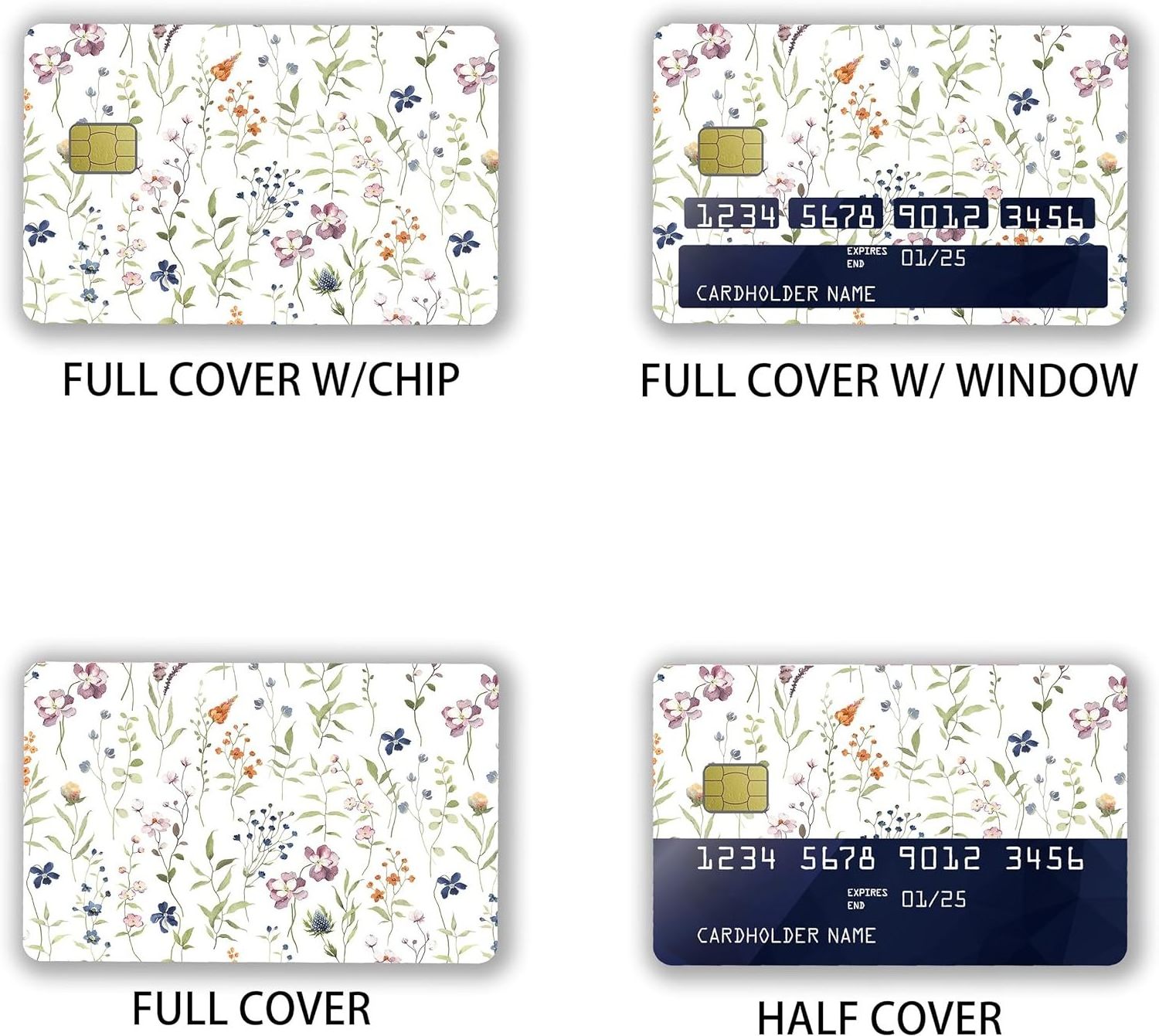 White Wildflower Floral Card Stickers Skin Slim Waterproof Anti-Wrinkling Removable Vinyl Debit Cover Credit Card Decals