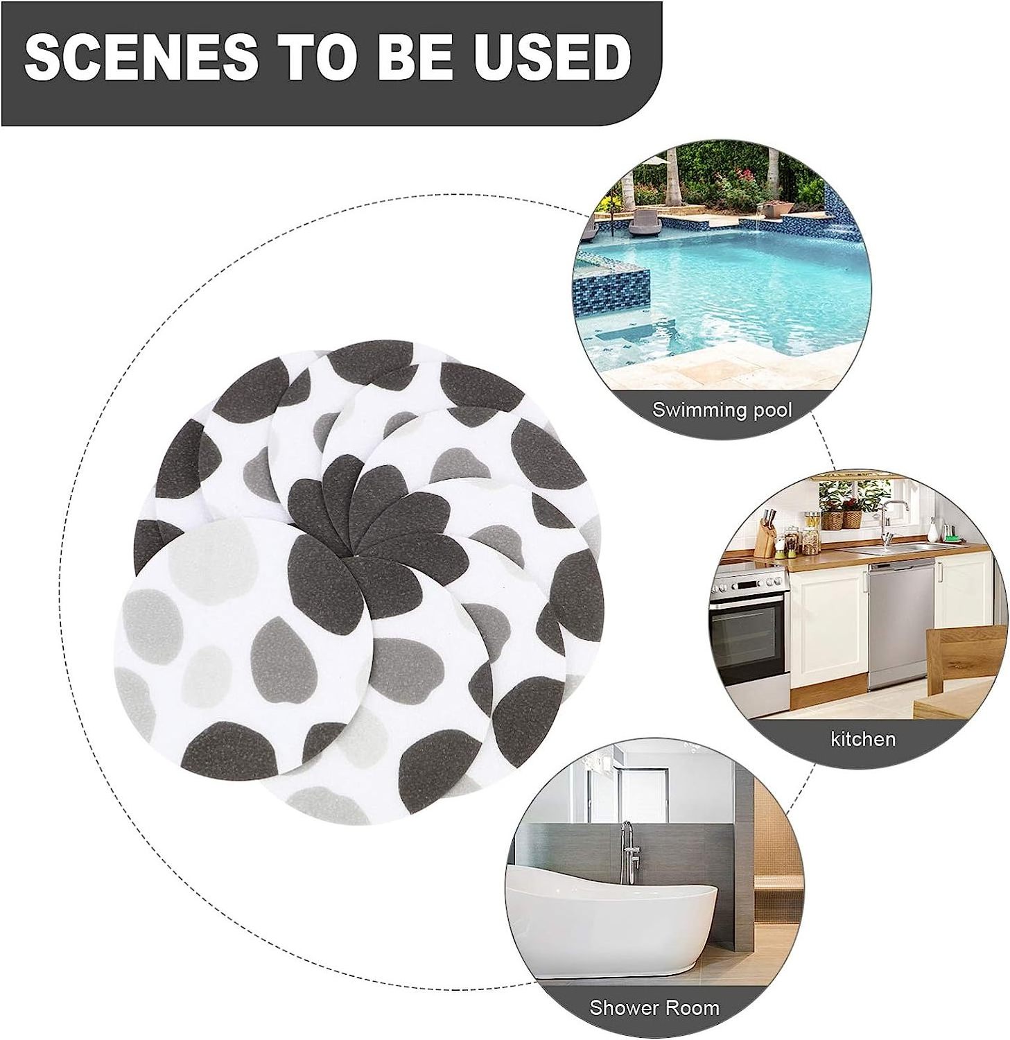 Custom Round Self-Adhesive Anti Slip Shower Decals with Scraper Tool for Bathroom Bath Tub