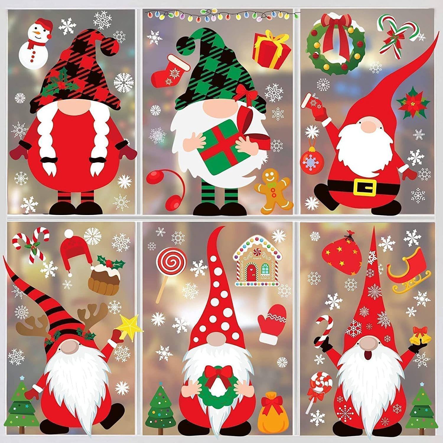 Christmas Gnome Window Clings Christmas Window Clings Gnome Christmas Decorations for Theme Party New Year Supplies