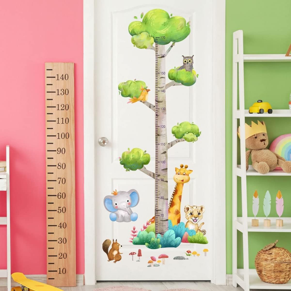 Custom Height Growth Chart Wall Sticker Children Living Baby Room Decoration Giraffe Animals Peel Stick Art Wall Decor for Kids