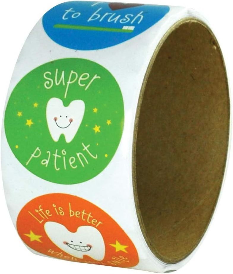 Custom High Quality Simple Dental Stickers Happy Tooth Shaped Die-cut Stickers for Kids Classroom Party Prizes Car