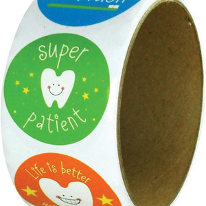 Custom High Quality Simple Dental Stickers Happy Tooth Shaped Die-cut Stickers for Kids Classroom Party Prizes Car