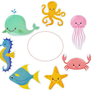 Custom Cute Ocean Animal Bathtub Non Slip Adhesive Stickers Kids Anti Slip Decal Threads for Shower and Bath Tub For Child